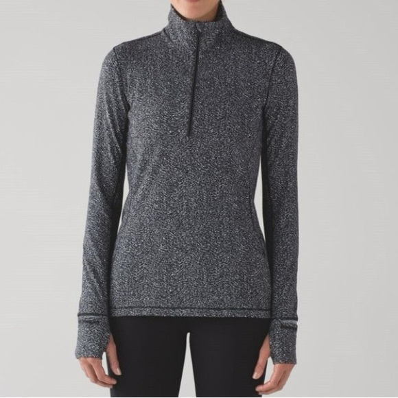 Lululemon Outrun Extra Mile Reflective Luon Ripple Heathered Black Pullover - Picture 1 of 2